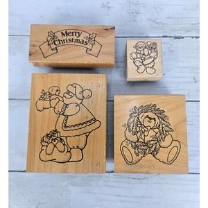 1992-95 Daisy Kingdom Christmas Rubber Wood Stamp USA lof of 4